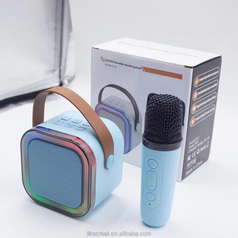 K12 Mini Wireless Bluetooth Portable Speaker with Integrated Microphone Home Karaoke System Family Outdoor Audio Device