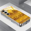 Pozłacany szklany etui na telefon do Samsung Galaxy S26 S25 S24 S23 i S22 Ultra Plus. Błyszczące złote serce.