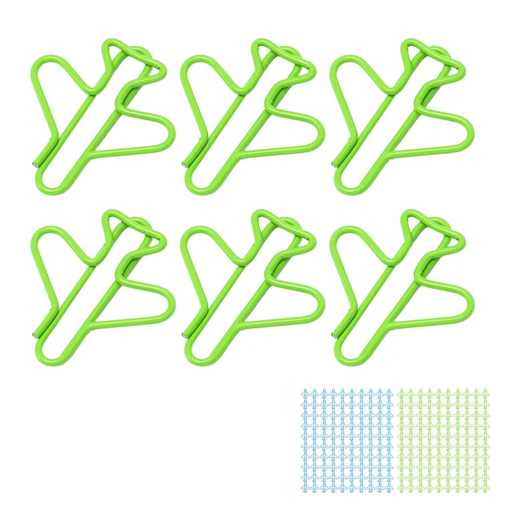 100Pcs Cute Paper Clips Plane Shape Design Covered Wire Bright Color Fancy Paperclips for Scrapbook