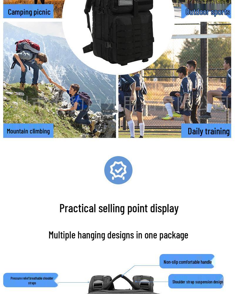 Large Capacity Tactical Camouflage Hiking Backpack for Outdoor Travel and Climbing