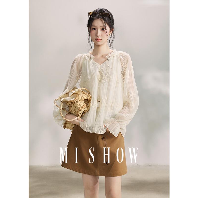 Women s French Embroidered Ruffle Blouse L