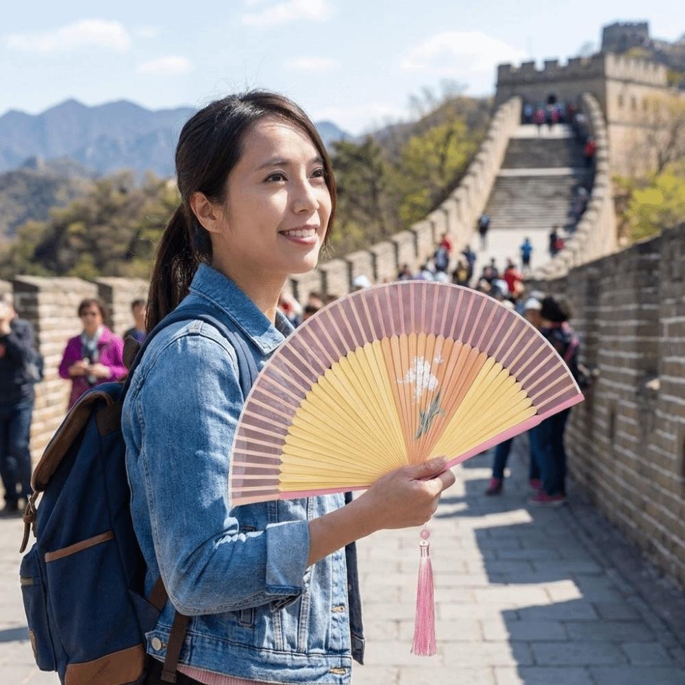 Floral Pattern Silk Bamboo Fan Exquisite Dance Fan Portable Chinese Style Fan Home Decoration