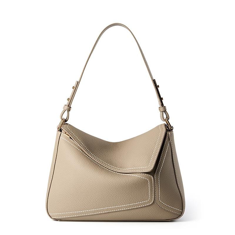Bag women's new shoulder armpit bag geometric bag women's leather pillow bag first layer cowhide messenger commuter bag