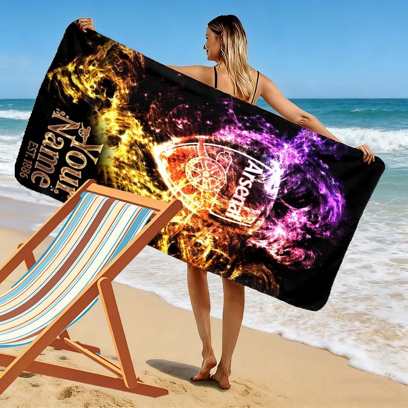 Name Custom FC Logo Arsenal Print Beach Towel, Large Soft Quick Dry Towel for Beach Camping Swimming