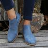 Women's Chunky Low Heel Ankle Boots, Casual Backside Zipper Pointed Toe Faux Leather Shoes, Women's Short Boots