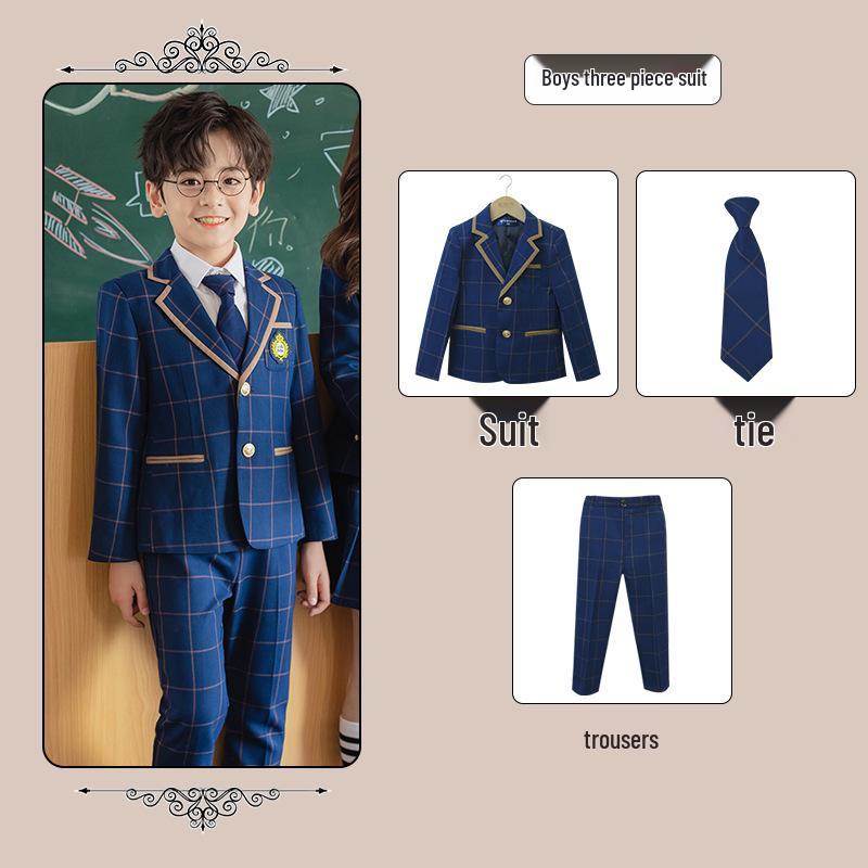 British Academy Style Girls' Pleated Skirt Uniform Set
