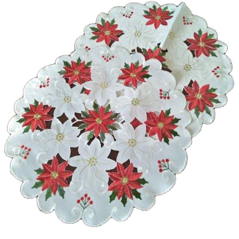 

Популярная рождественская вышивка в виде цветка пуансеттии, подставка под тарелку, тканевая подставка под приборы, украшение стола и аксессуары Round 40cm