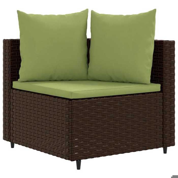 VidaXL Salon de jardin avec coussins 5 pcs marron résine tressée, ensemble de canapés d'extérieur, canapé d'angle de jardin, 3308446