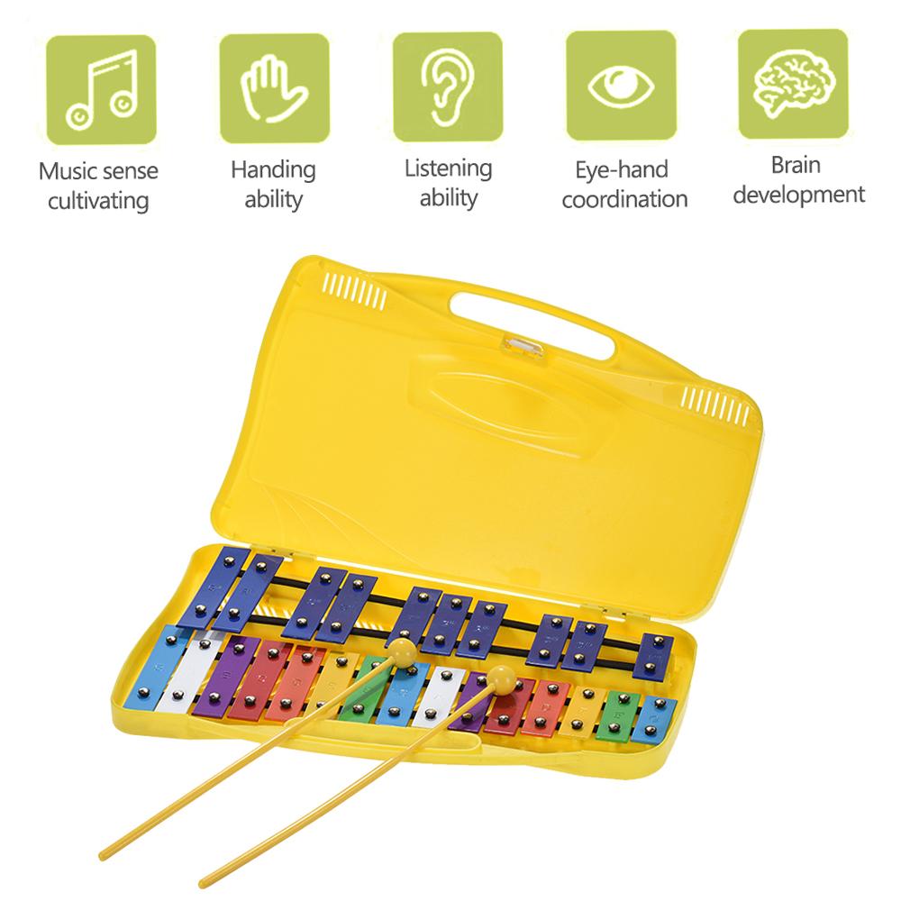 Colorful 25 Notes Glockenspiel Xylophone Percussion Rhythm Musical Educational Teaching Instrument Toy with 2 Mallets