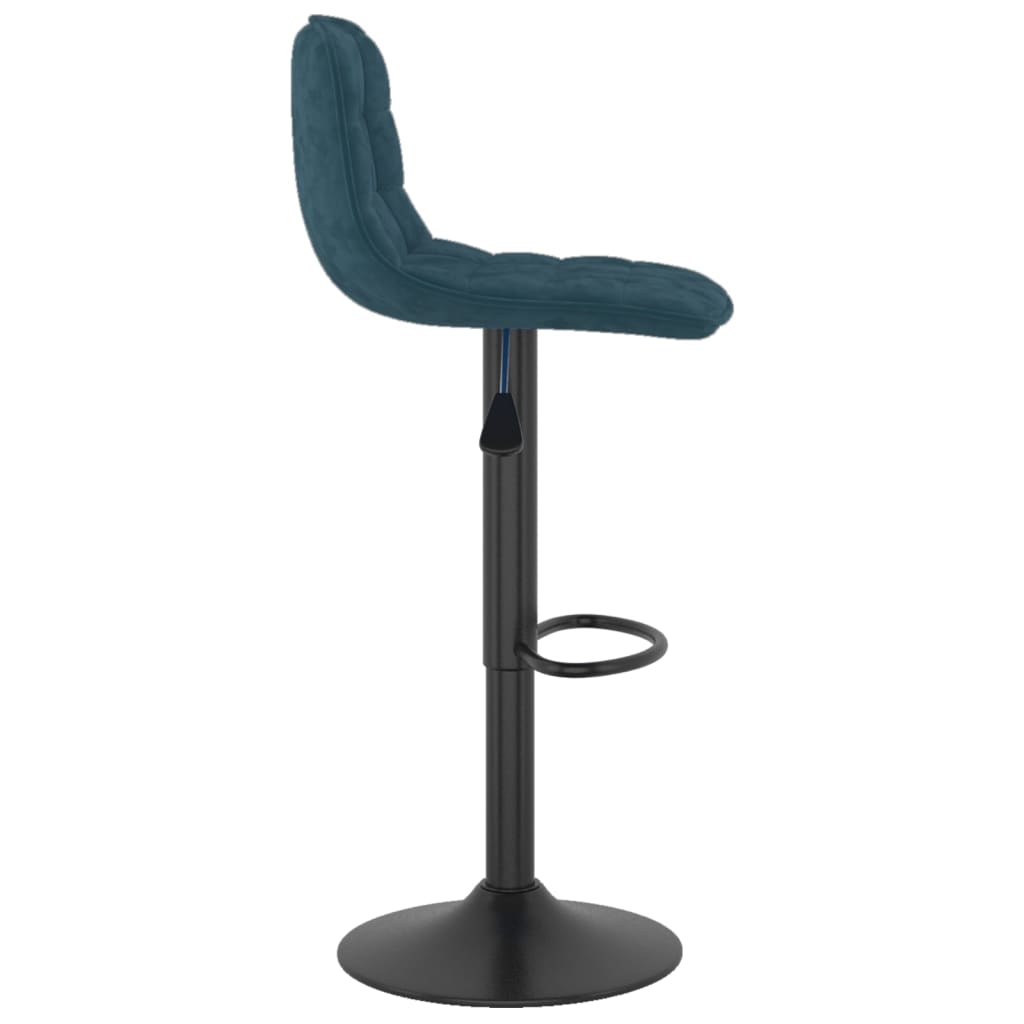Bar Stool Set of 2 Blue Velvet