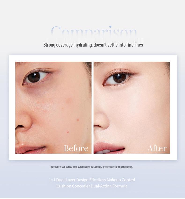 NOVO Cloud Fat Cream Glow Cushion Foundation & Concealer: Langanhaltend, Wasserdicht, Schweißfest, Weichzeichner-Effekt, Wischfest.