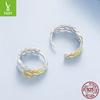 Two-Color Woven Earrings Ring S925 Sterling Silver Set, Light Luxury Color Separation Electroplated Jewelry