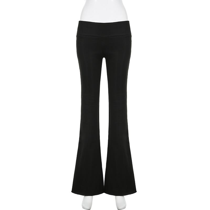 Slim Low Waist Casual Sweatpants For Women Solid Simple Basic Flared Pants Sports Jogging Trousers