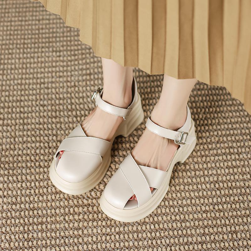 

Yuexinwang натуральная кожа плоская для женской обуви Хуэйчжоу виноград мать то же римские сандалии женские толстый каблук сумка голова крутые тапочки толстая подошва 34 абрикосовый