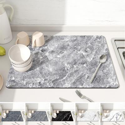 Tapete Moderno de Mármore para Secar Louça Tapete de Lama Diatomácea para Cozinha Casa Banheiro Almofada Antiderrapante Super Absorvente Decoração Área do Vaso Sanitário Almofadas de Drenagem