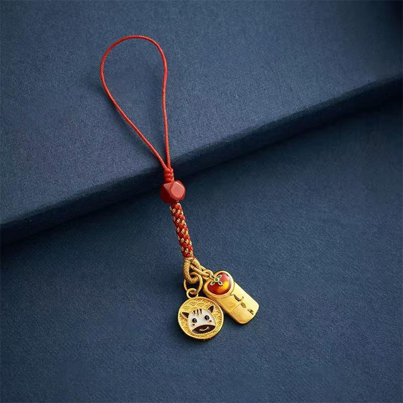 

Creative Year Of The Horse Mascot Mobile Phone Charm Zodiac Horse Keychain Bag Ornament Year Gift For Men And Women as the picture