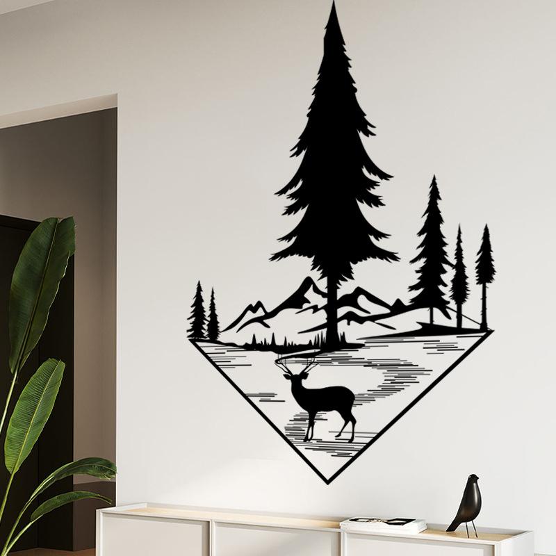 Nordic Style Ins Deer Door Stickers Home Decor Removable Hallway Stair Decoration Vinyl Mural Decals