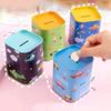 Square Tinplate Piggy Bank Cartoon Coin Cash Storage Jar Container Children Money Saving Box Decoration Boys Girls Gift