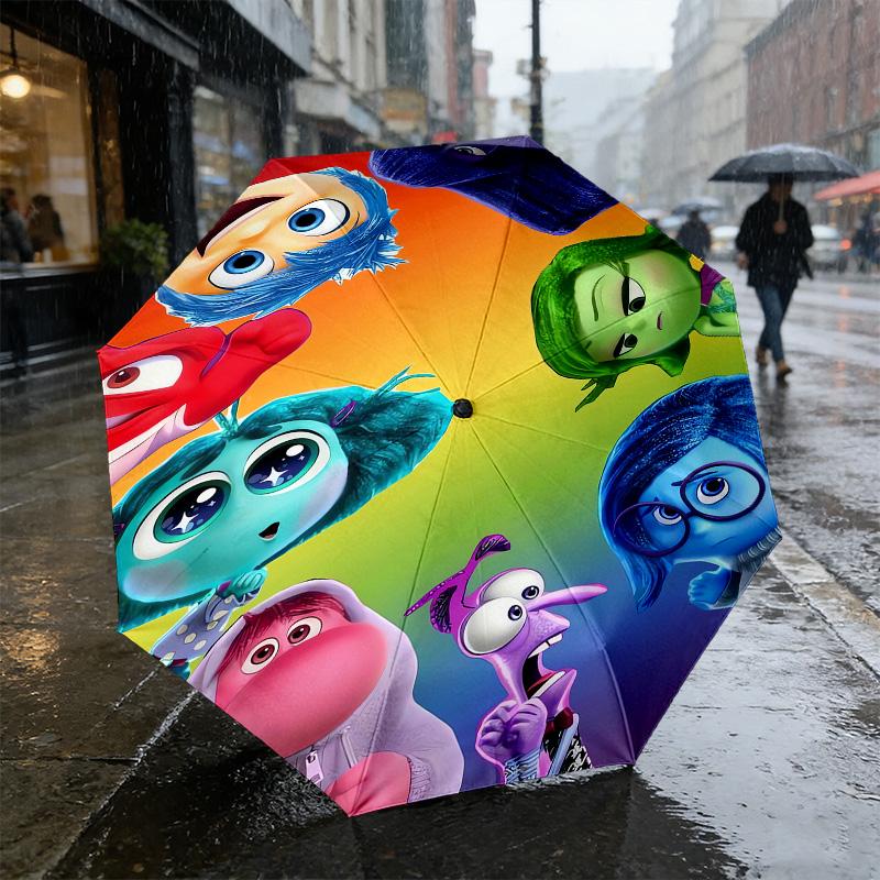 Inside Out Emotions 8 Ribs 3Fold Black Glue Uv Protection Umbrella Sun Protection Rainproof Compact Folding Umbrella For Travel Daily Use C9241003
