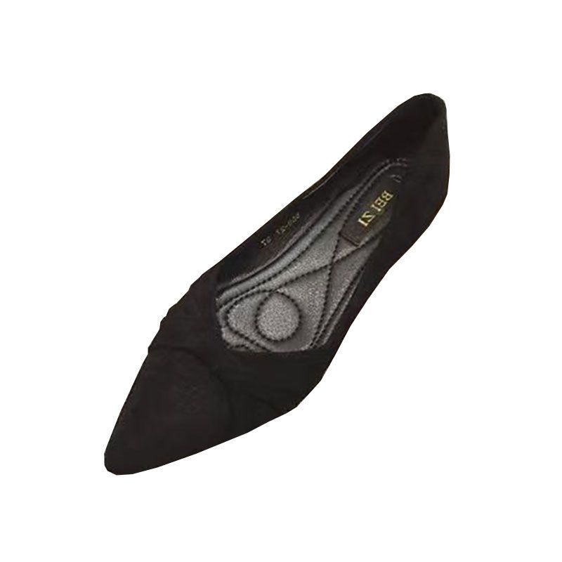 2025 Spring and Autumn New Versatile Flat-bottomed Pointed Women's Shoes Black Work Single Shoes Women's Gentle Wind Fashion Soft Sole Women