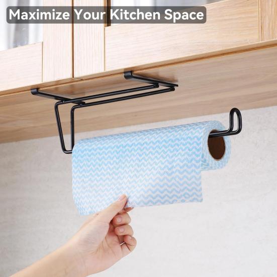 Bathroom Paper Towel Holder Strong Load-bearing Rust-Proof Simple Installation Over-Cabinet Door Roll Paper Holder