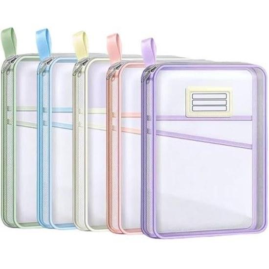 5-color set small file A4 communication bag zipper gusset semi-transparent waterproof large capacity L-type document organization stationery school