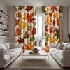 2 Pieces of HD Autumn Maple Leaf Leaf Decoration Curtain Yellow Tie Digital Printed Curtain Home Decoration Style Decoration Liv