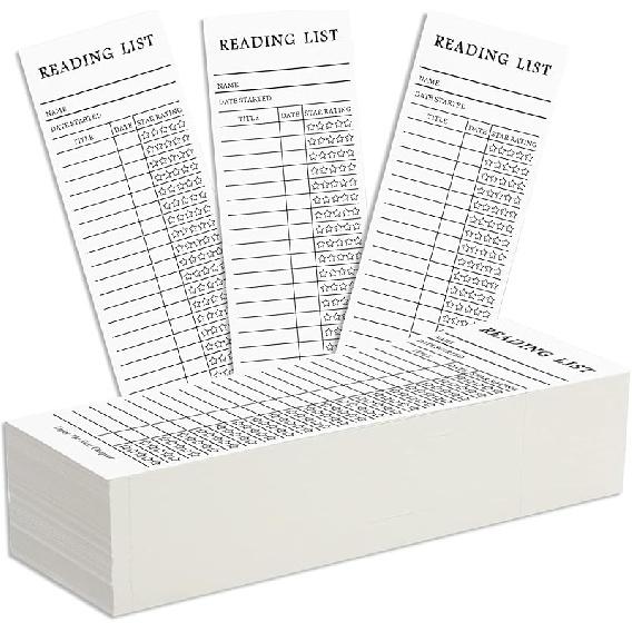 100PCS Reading List Bookmark, Book Journal Reading Log, Book Tracker Bookmark, Personal Libraries Cards Book Tracker Notecards, Literary Gift for 50pcs White