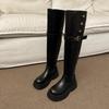 Temperament British style knee high boots two wear autumn versatile locomotive boots and boots women's platform new thick heel
