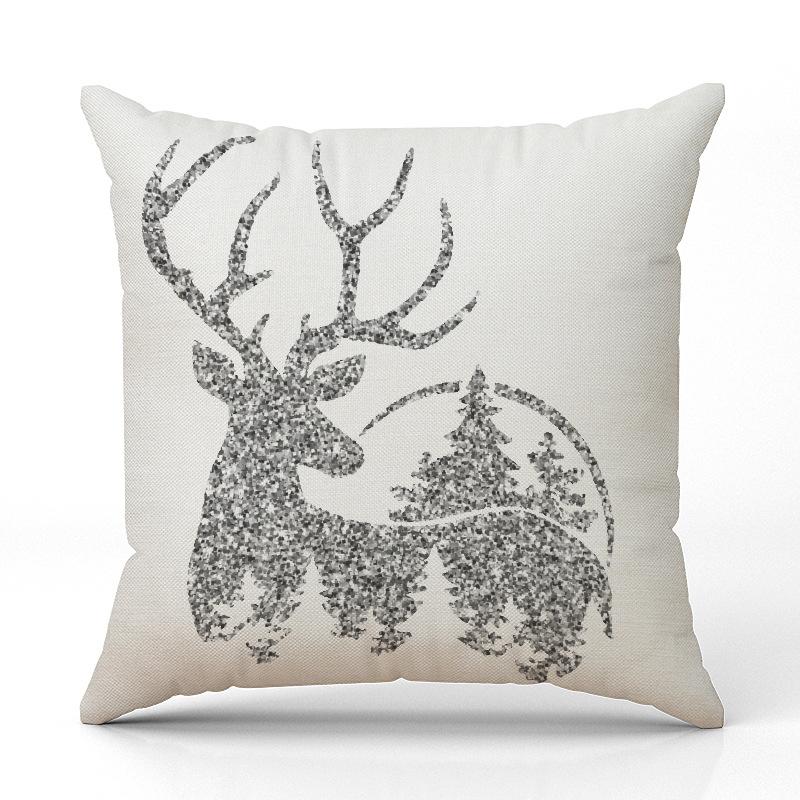 New Silver Glitter Snowflake Christmas Pillowcase Linen Print Pillowcase Festive Room Sofa Decoration