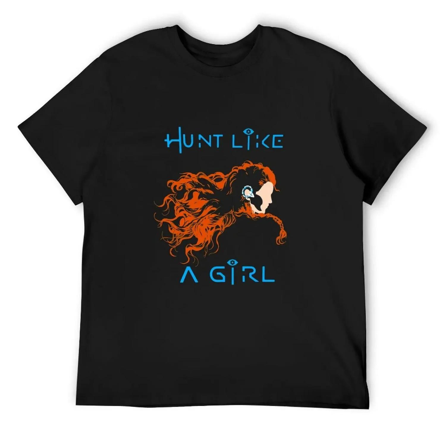 

Aloy - Hunt like a girl T-Shirt summer 2025 graphic t shirt vintage custom t-shirts Short sleeve tee men XXXXXL чорний