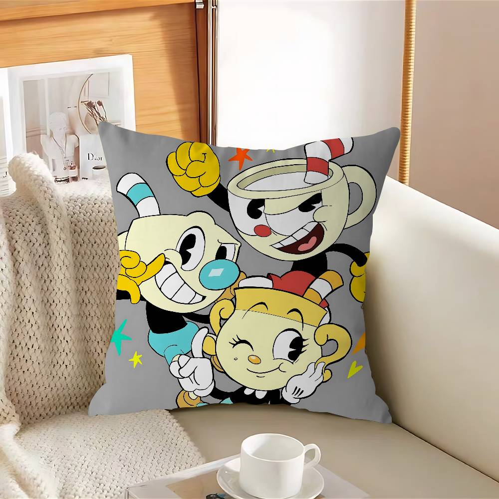 SÖT Tecknad C-CupheadS Kuddfodral Avtagbart Tvättbart Kuddfodral – Mjukt Linne för Alla Årstider