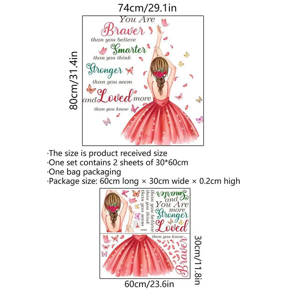 Acuarelă Prințesă pe Lună Autocolante de Perete pentru Camera Fetițelor Decalcomanii de Perete Fluture Floare Decor Dormitor Autocolante de Perete Cameră Bebeluș