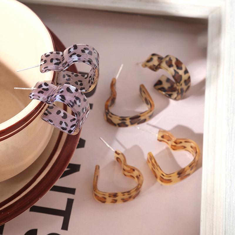 Europe And The United States  Charm Leopard Heart-Shaped Earrings Female Sexy  Girl Party Accessories Holiday Jewelry