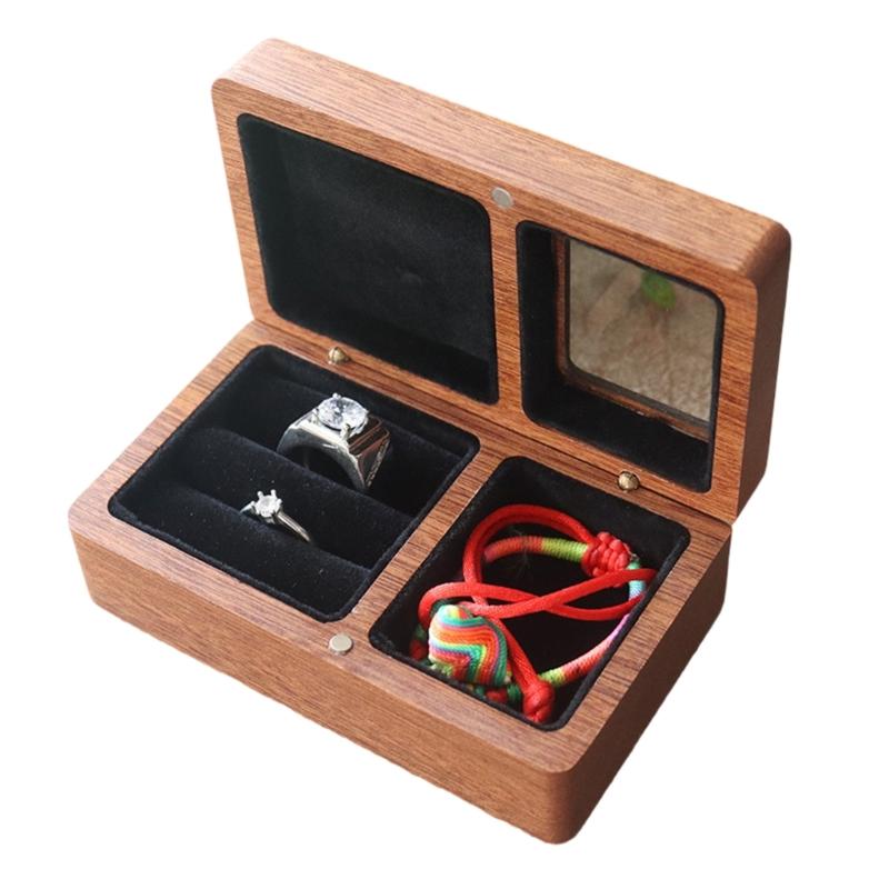 

Elegant Wood Jewelry Storage Case with Soft Lining Plush Lining Jewellery Organizer Accessory Organization Supplies чёрный