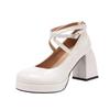 French retro Mary Jane shoes women's 2025 new round head thick heel single shoes small waterproof table high heel small leather shoes