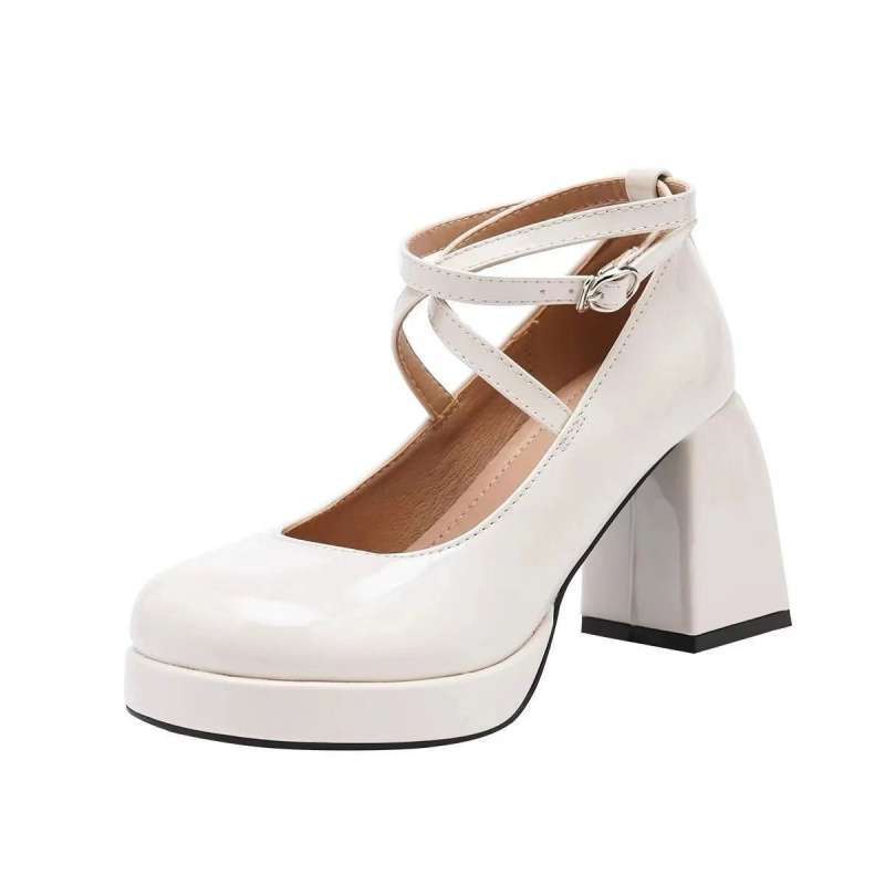 French Retro Mary Jane Shoes Women's 2025 New Round Head Thick Heel Single Shoes Small Waterproof Table High Heel Small Leather Shoes
