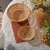 1PC Fruits Vegetable Storage Basket Hand Woven Basket Picnic Basket Handmade Bread Cover Wicker Basket Kitchen Storage