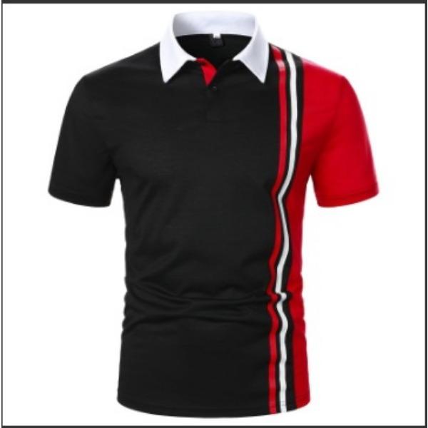 Digital 3D Printed Men'S Polo Shirt Men'S Casual Splicing Color Short Sleeve Shirt