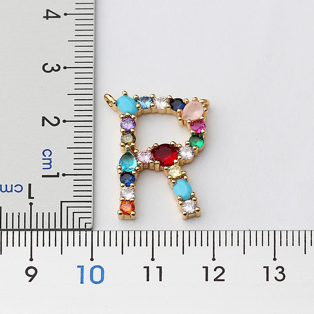 Nidin High Quality Wholesale 26 Letters Multi-color Zircon Necklace Copper Pendant Women Girl Fine Party Jewelry Family Gifts