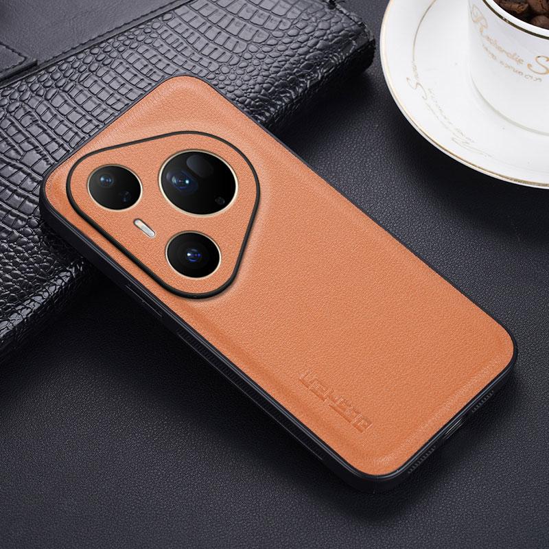 

Матовые противоударные жесткие чехлы из ПУ кожи для Huawei Pura80 Pro Pura70 Ultra Pro + Plus Полностью защитная силиконовая бамперная накладка Huawei Pura 70 коричневый