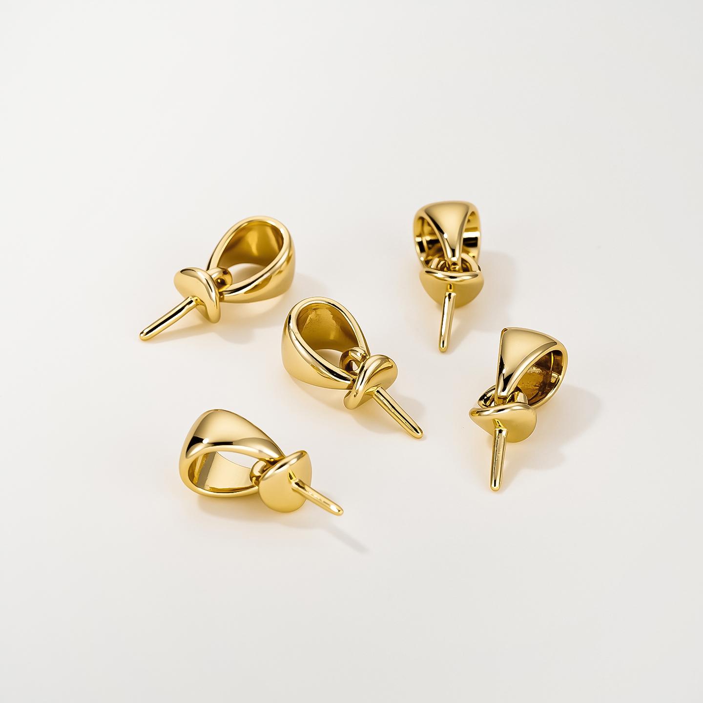 

2Pcs/Pack 18K Gold Color Plated Brass Bail with Pearl Mounting Bails Connectors For DIY Jewelry Making Bails Pendants