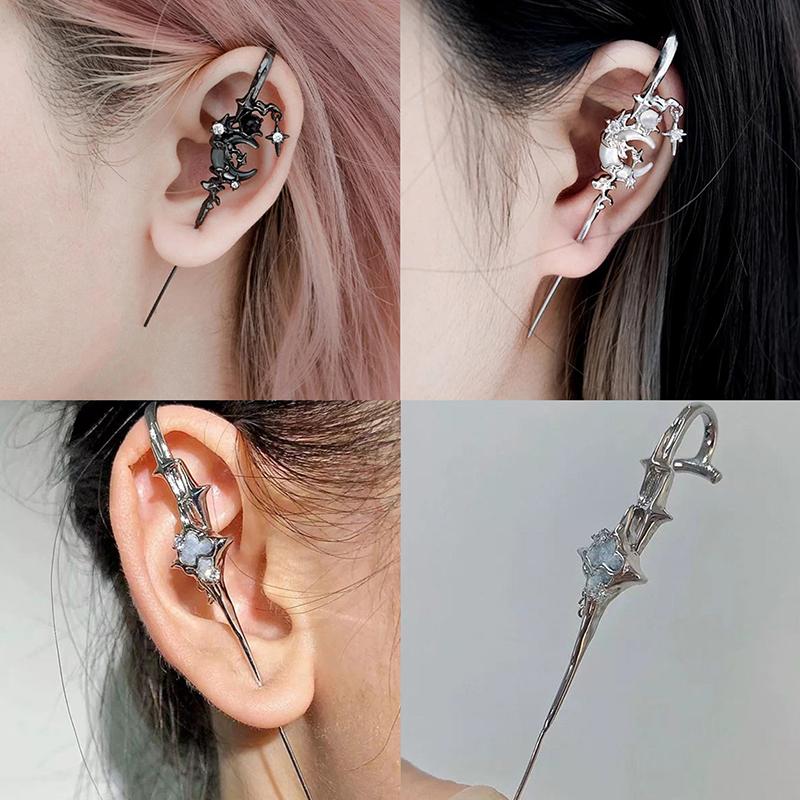 Temperament Geometric Four-Pointed Star Earrings Metal Piercing Ear Bridge Handmade Lightweight Pendants  Jewelry