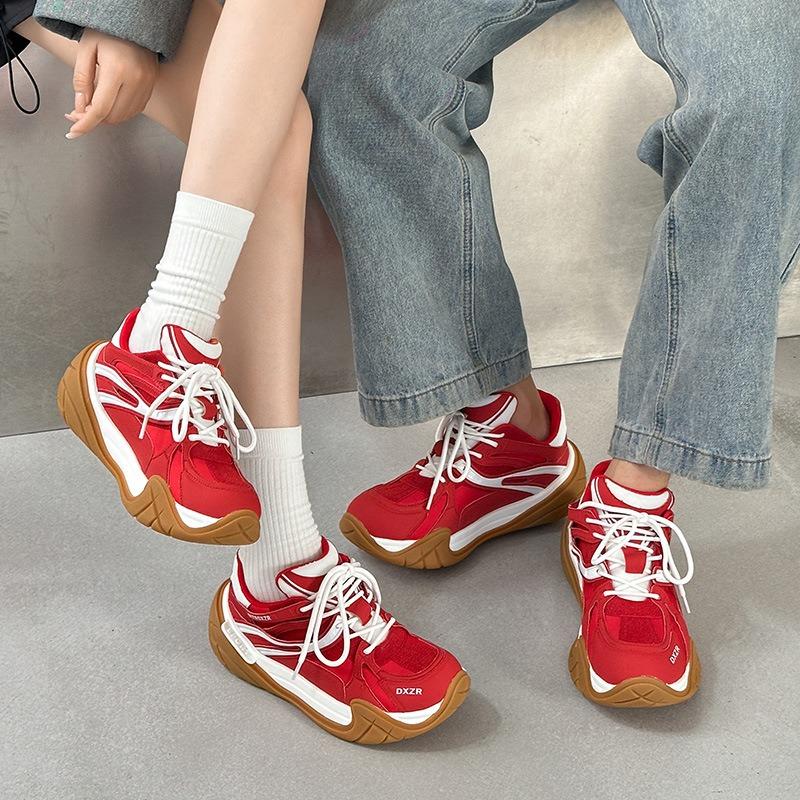Star with the Same Red Platform German Training Shoes Women's Height Increase Casual Couple Trendy Shoes Retro Versatile Sports Shoes