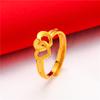 Gold Plated Women'S Open Adjustable Ring Lucky Transfer Flower Finger Ring For Women Wedding Bride Jewelry Accessories