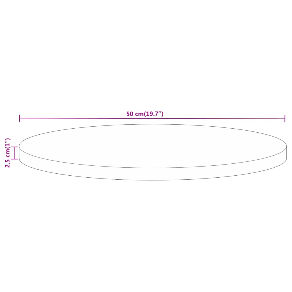 Vidaxl Blat Stołu, Ø 50X2,5 Cm, Okrągły, Surowe Drewno Mango