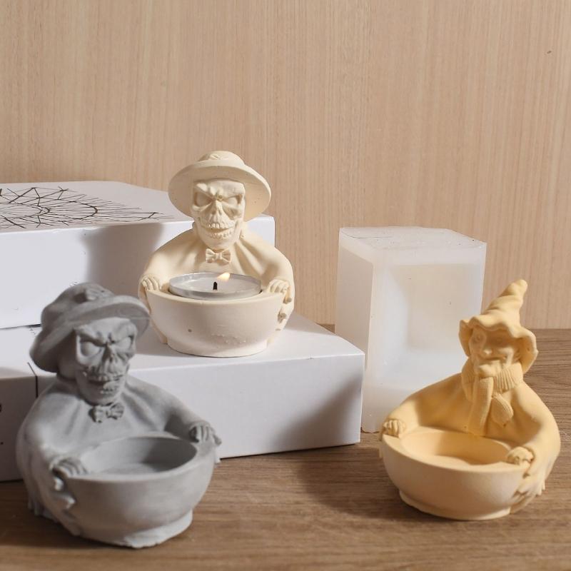 Reusable Silicone Skull Candle Mold Home Decorating Crafting Tool Silicone Texture for Halloween Party Supplies