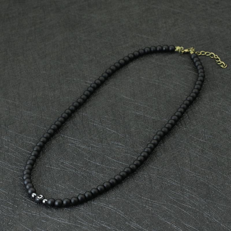 Nuova Collana Iniziale da Uomo 6mm Onice Pietra Naturale Collare Choker Hiphop Rock Collana Accessori Collo Nome Iniziale Colar Collana da Uomo