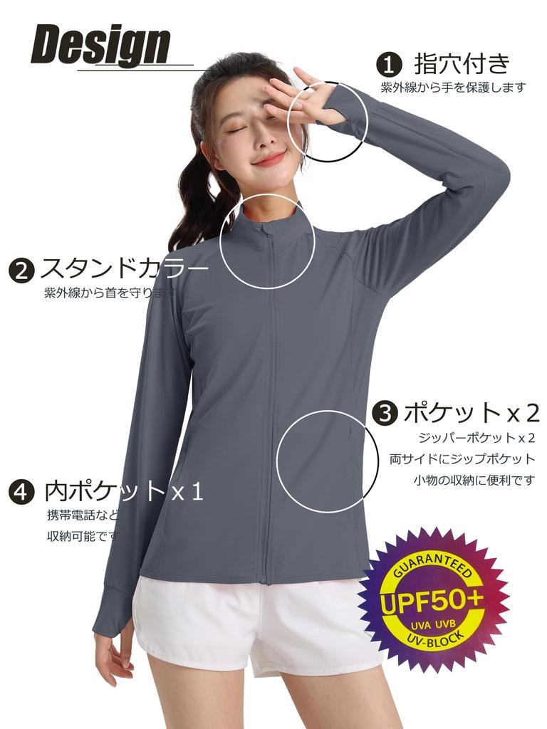 TACVASEN Sports Long Sleeve Rash Sun Ideal for Dark Size L Women's T-Shirt, Guard, Breathable, Sweat-Wicking, Quick-Drying, Protection, Hiking,