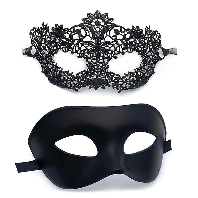 

Black Gold Silver Half Face Mask With Embossed Details For Costume Party Dressing Black Flat